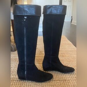 Stuart Weitzman over the knee or below the knee black suede boot